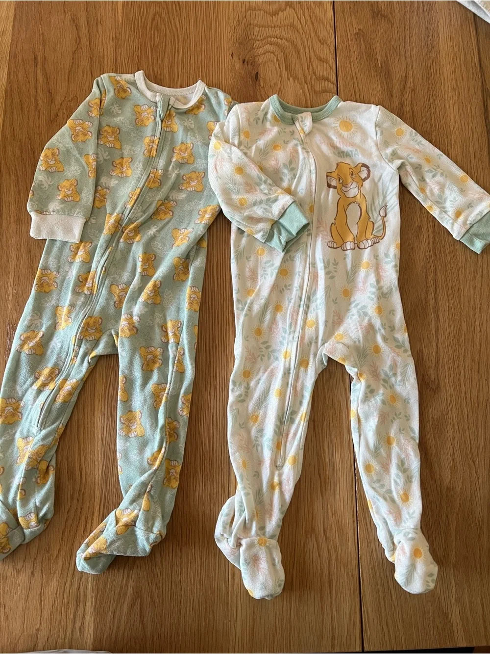 Disney Baby Lion King Simba 2-Pack Footie Pajamas Sleepers 6M Sage Green